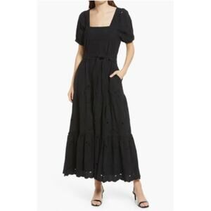 NEW! Cleobella 'Aurora' Organic Cotton Midi Dress in BLACK (L)